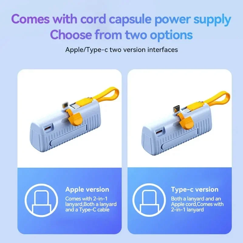 Xiaomi 30000mAh Mini Power Bank Portable Capsule Fast Charging Multiple Ports Pocket Moblie Charging Supply With Cables New