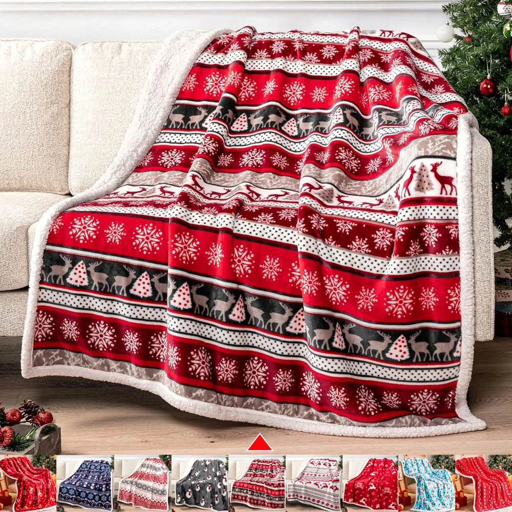 

Christmas Red Snowflake Fleece Blanket Super Soft Warm Polyester Throw for Winter Nap Gift Cozy Plush Bed Sofa Blanket navidad