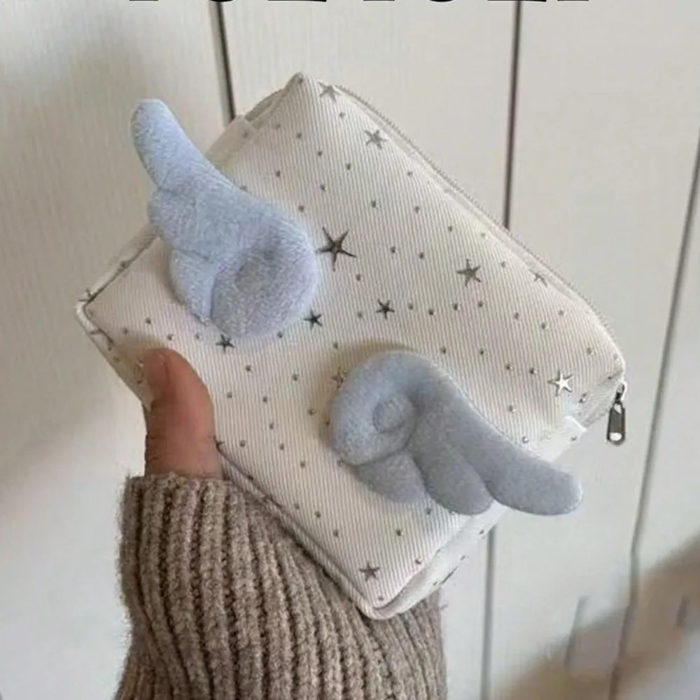 Sweet Star Angel Wings Clutch Mini Portable Coin Purse CCD Lipstick Key Storage Bag for Girls