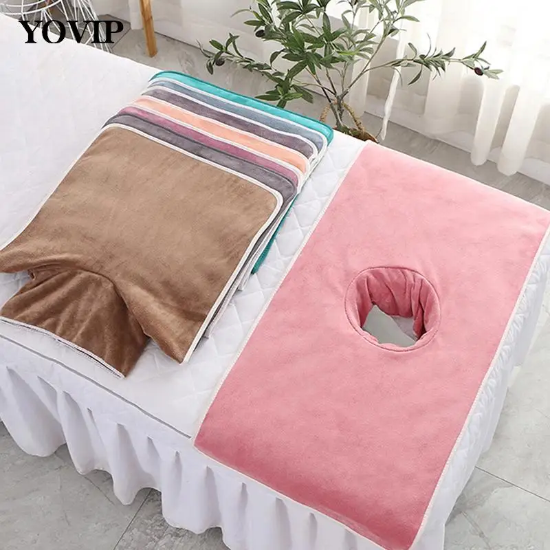 

1Pcs Thickened Beauty SPA Massage Table Planking Face Towel With Hole Bed Bandana Massage Headrest Pads 40*80cm