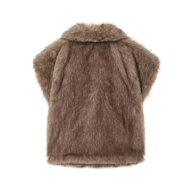 Guobioziy Women's Short Fleece Vest 2026 Autumn/Winter New Style Solid Color Turn-down Collar Fashionable Casual Commuter Model