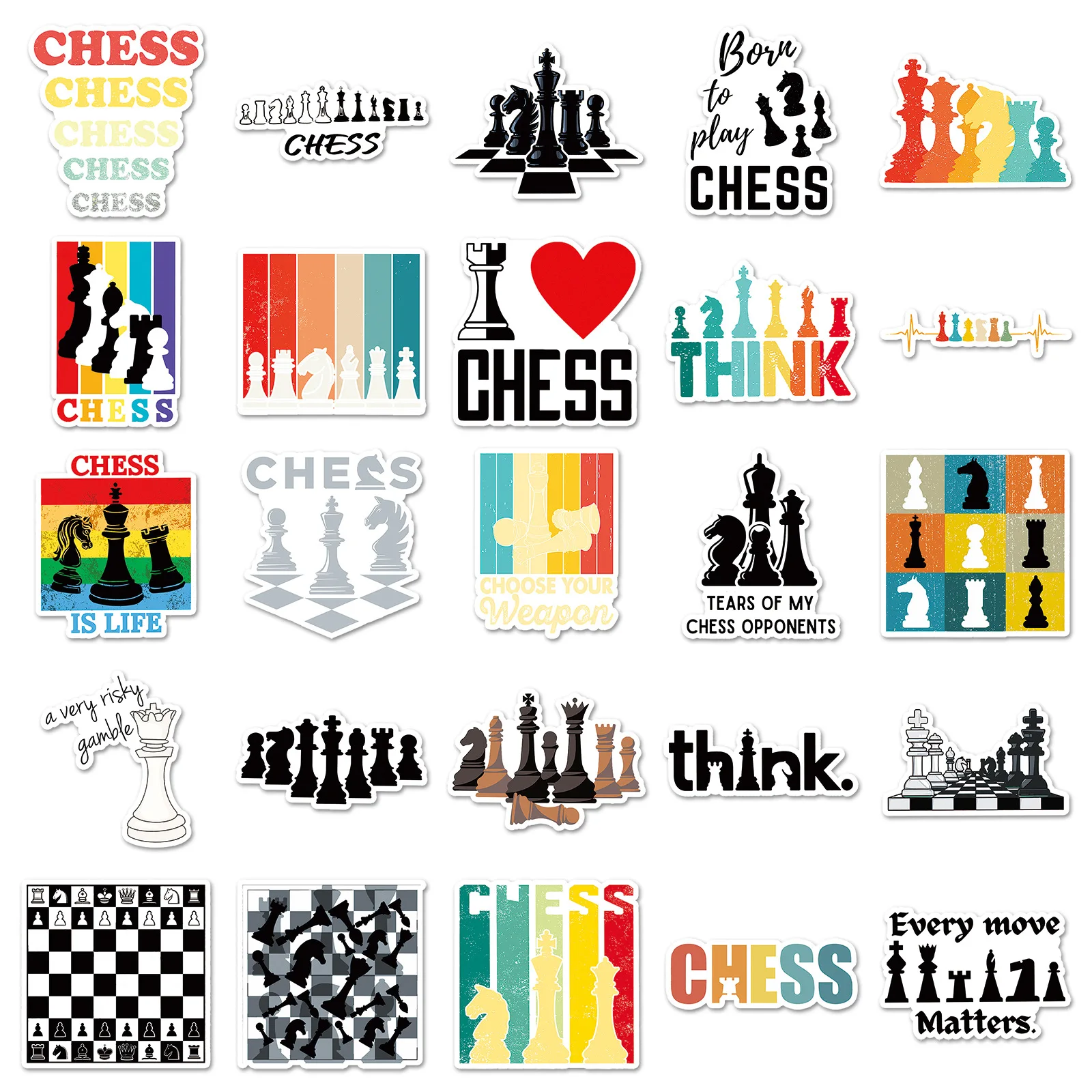 50pcs Cartoon Classic Chessr Series Graffiti Stickers For Mobile Phone Shell Skateboard Decorative Stickers DIY Toy Sticker Pack