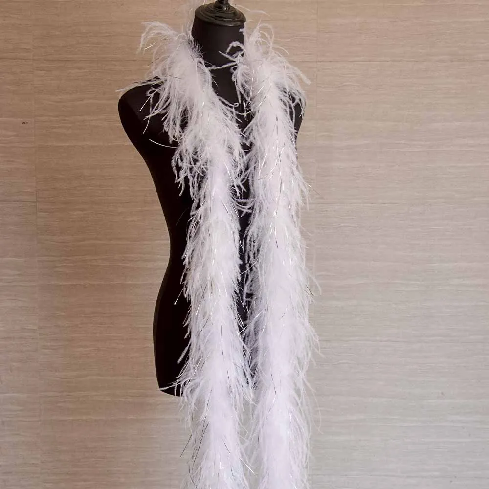 

Wholesale 6PCS Ostrich Feather Boa Natural Marabou Plumage Trim For DIY CRAFTS Wedding Party / Costume / Shawl