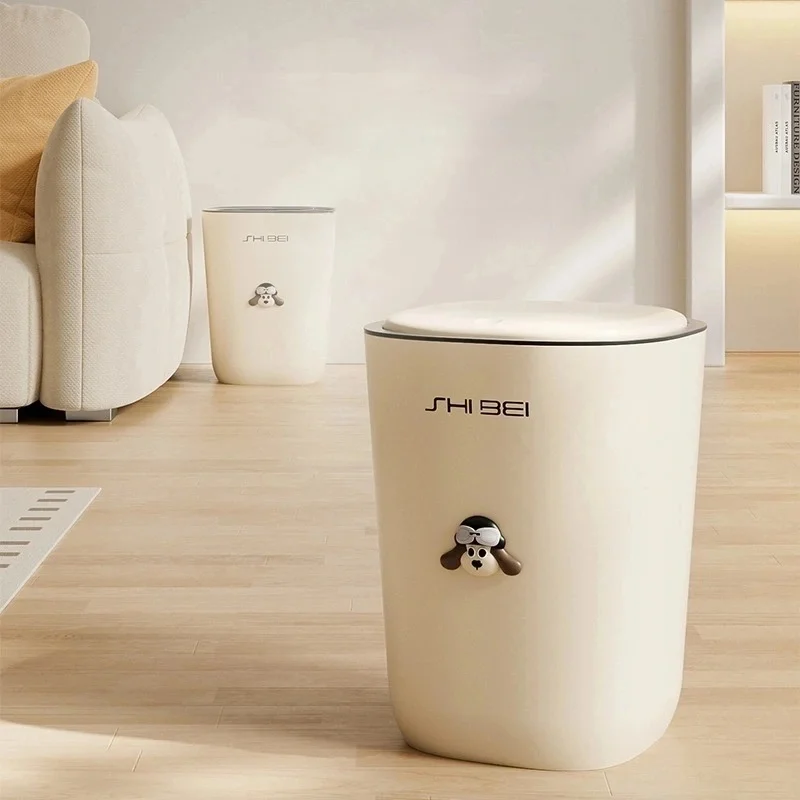 Cream Wind Kitchen Waste Bin  Household Bathroom with Lid Large Capacity Foot Pedal Thickened Large Calibre Waste Basket