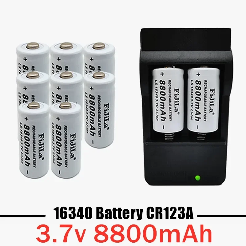 Bateria cylindryczna 16340 CR123A 8800 mAh 3,7 V akumulator litowo-jonowy 16340 ładowarka bateria do samodzielnego montażu