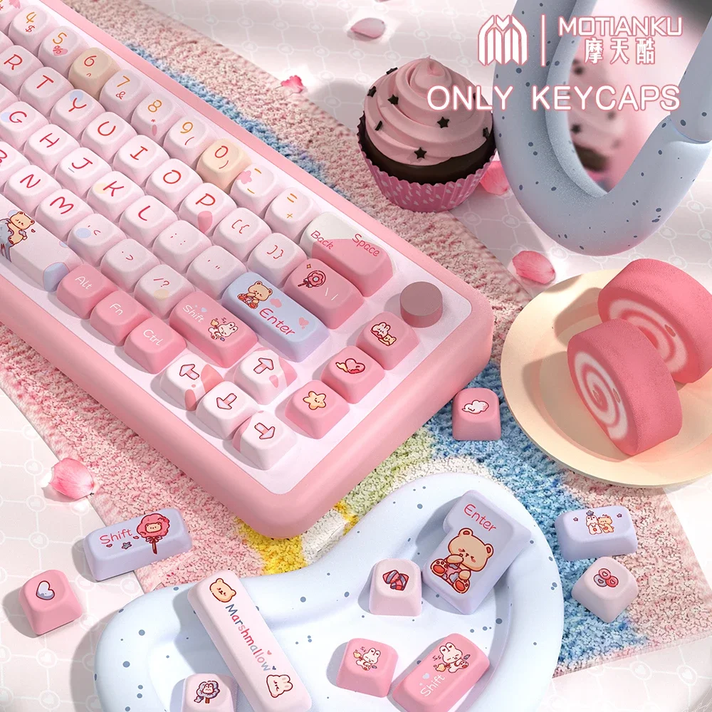 

Cotton Candy Theme SCA Profile Cartoon Keycaps Personalized 7U ISO Mechanical Keyboard Keycap for Customized Gaming Setup