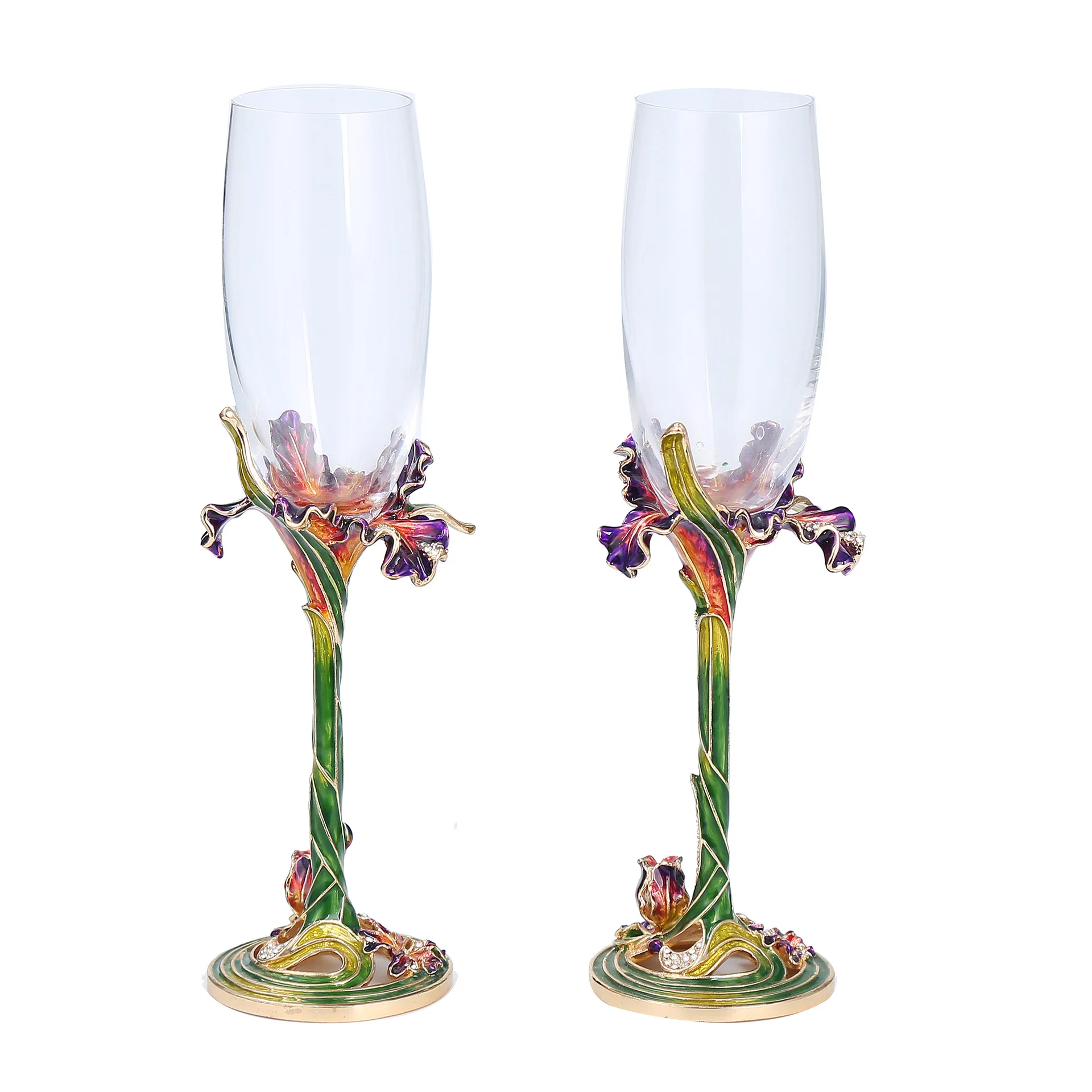 European Creative Crystal Glass Champagne Cup Handmade Enamel Color