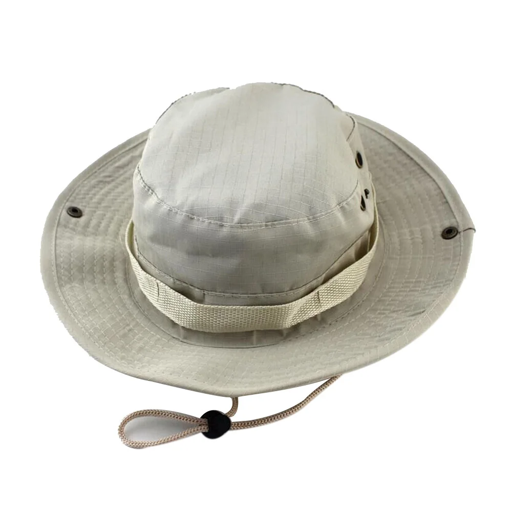 

Beige Bucket Hat Boonie Style Unisex 60 Cotton 40 Polyester Sun Shield Adjustable Outdoor Hiking Fishing Camping