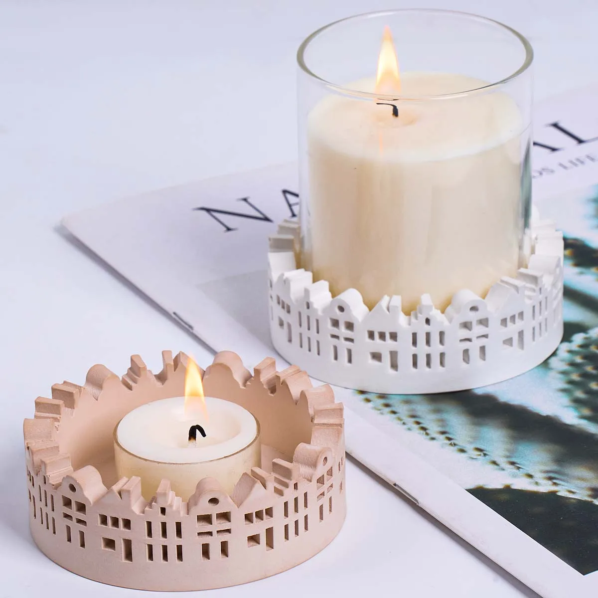 

Hollow Round House Candle Holder Silicone Mold DIY Home Decor Flowerpot Crafts Making Plaster Resin Storage Box Casting Molds