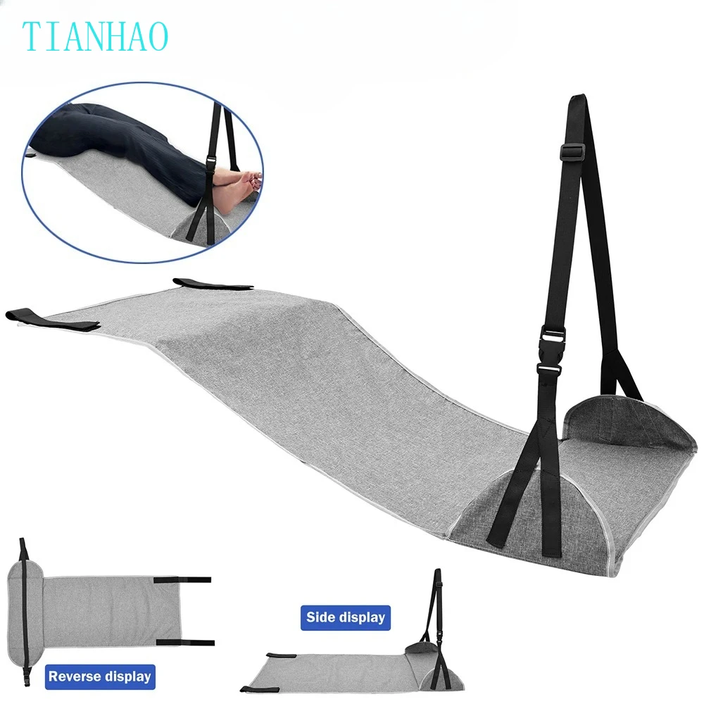 Amaca per piedi per aereo Poggiapiedi da viaggio in nylon con cinghia regolabile Comoda imbracatura per piedi per aereo aggiornata per ufficio da viaggio