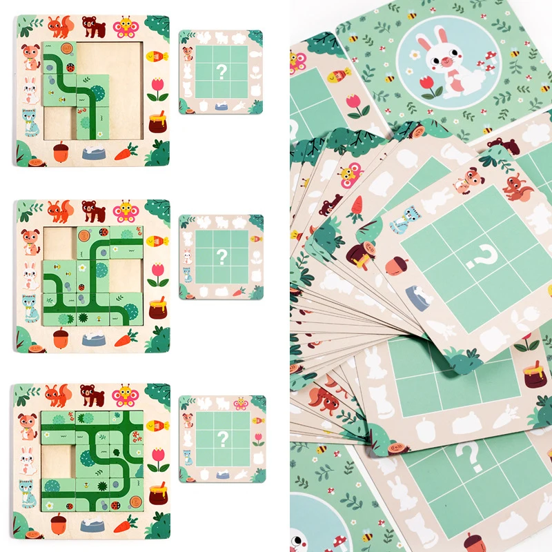 مونتيسوري خشبية لغز المتاهة مجلس التنمية المعرفية للأطفال الأطفال لعبة التعلم المبكر #5