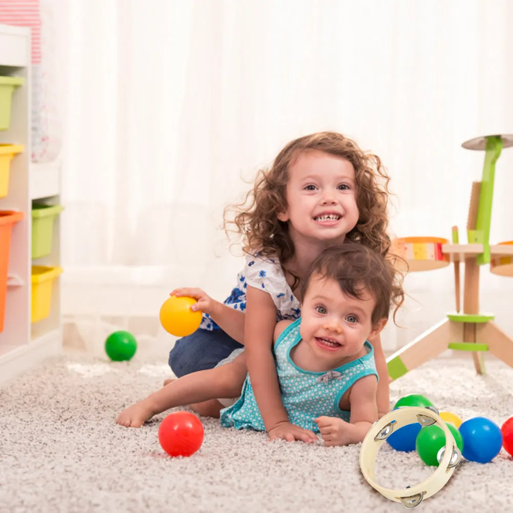 

Деревянный ручной тамбурин-шейкер 6 дюймов, ударный музыкальный инструмент для детей, для музыкального образования и интерактивных игр, музыкальный ручной барабан