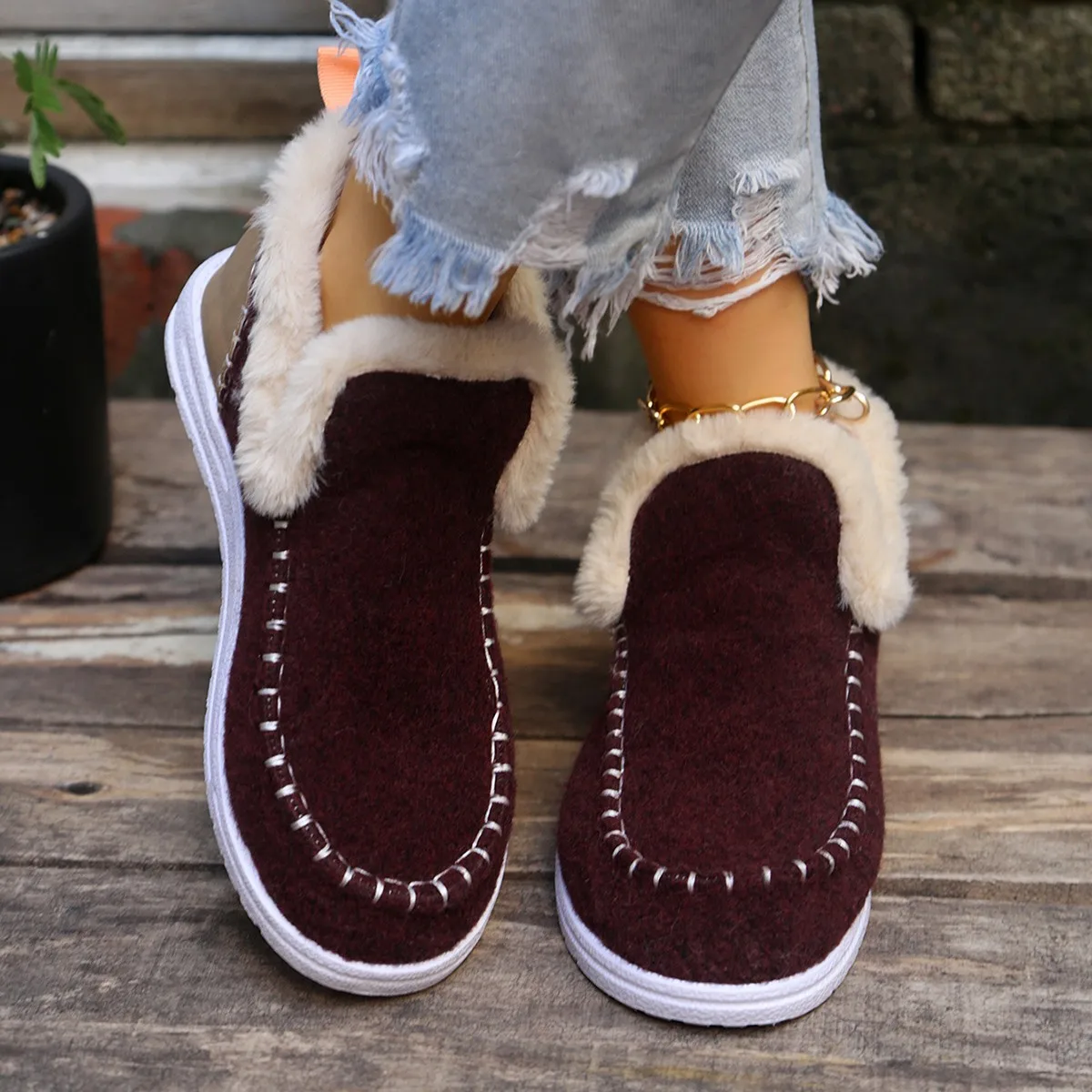 Snow Boots Ankle Women Comfortable Furry Boots Fashion Plus Size Flat Shoes Leisure Offer Barefoot