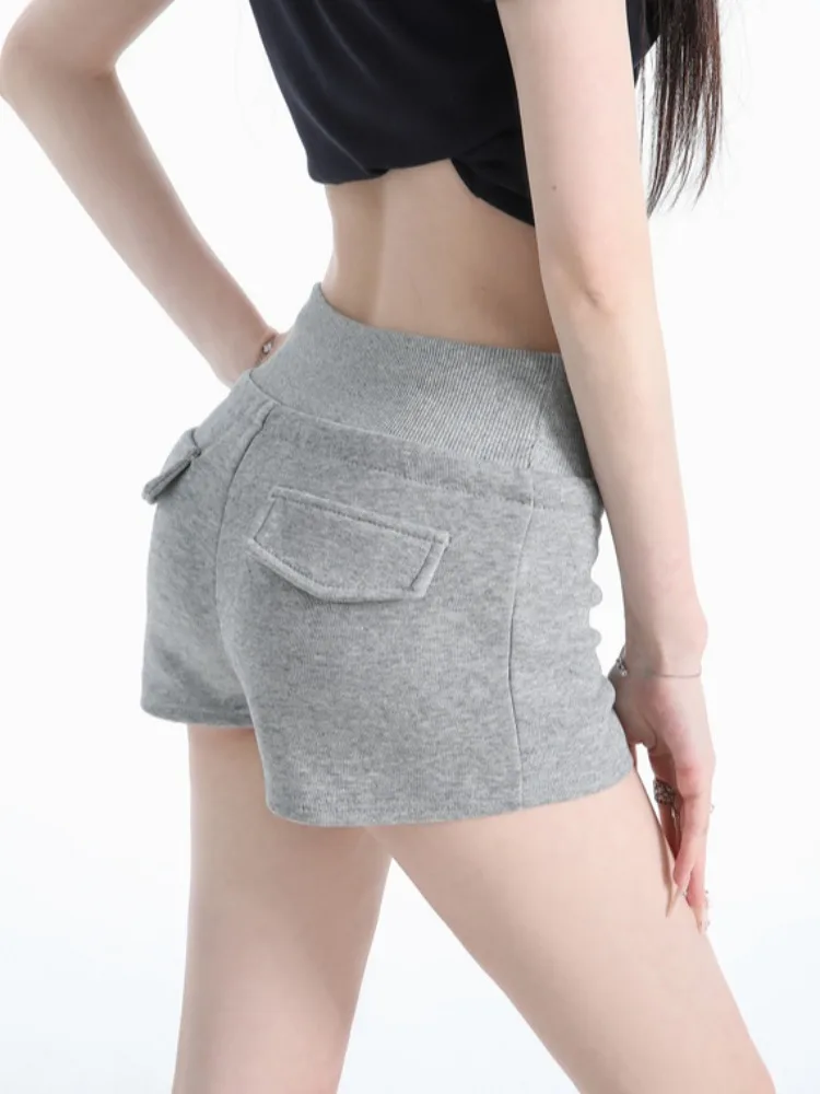 

Gray Casual High Waist A-Line Shorts Women Summer Spicy Commute Slimming Design Straight Leg Pants Comfortable Soft Fabric