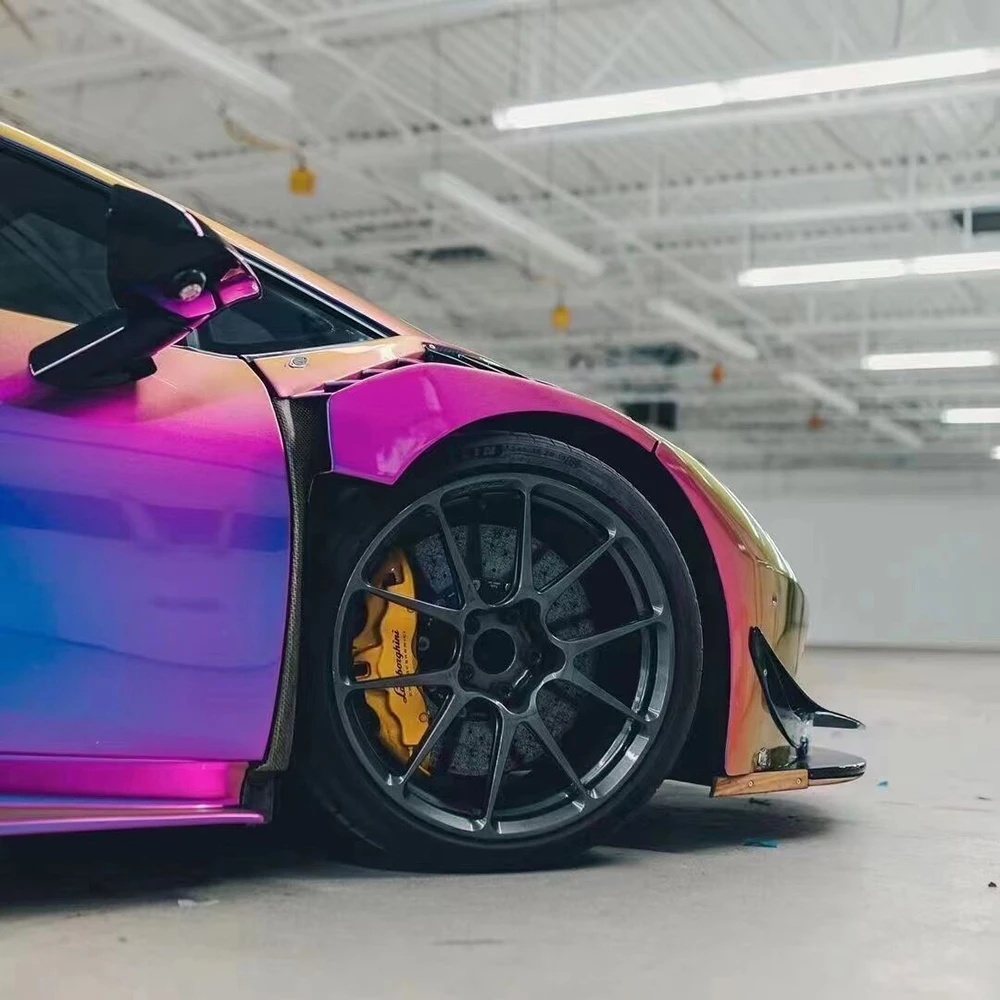 PET Liner Carbon Fiber Adhesive Color Shift Wrap Magic Purple Weave Automotive Body Modification Decal for Car Modification