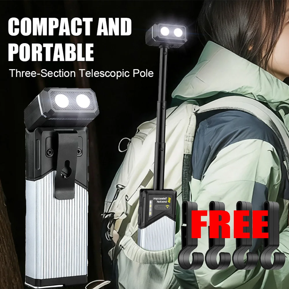 New Style Telescopic 180° Rotatable LED Magnetic Work Light for Outdoor Camping Repair Multi-functional Super Bright Flashlight