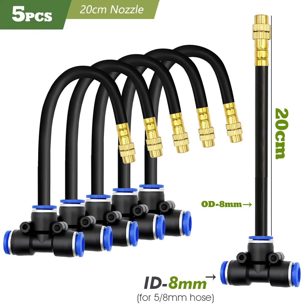 Tuinsproeierset met 5/8mm PE slang, 60W zelf-aanzuigende pomp, 20cm universele messing spuitmond, besproeiingssysteem voor gazebo planten