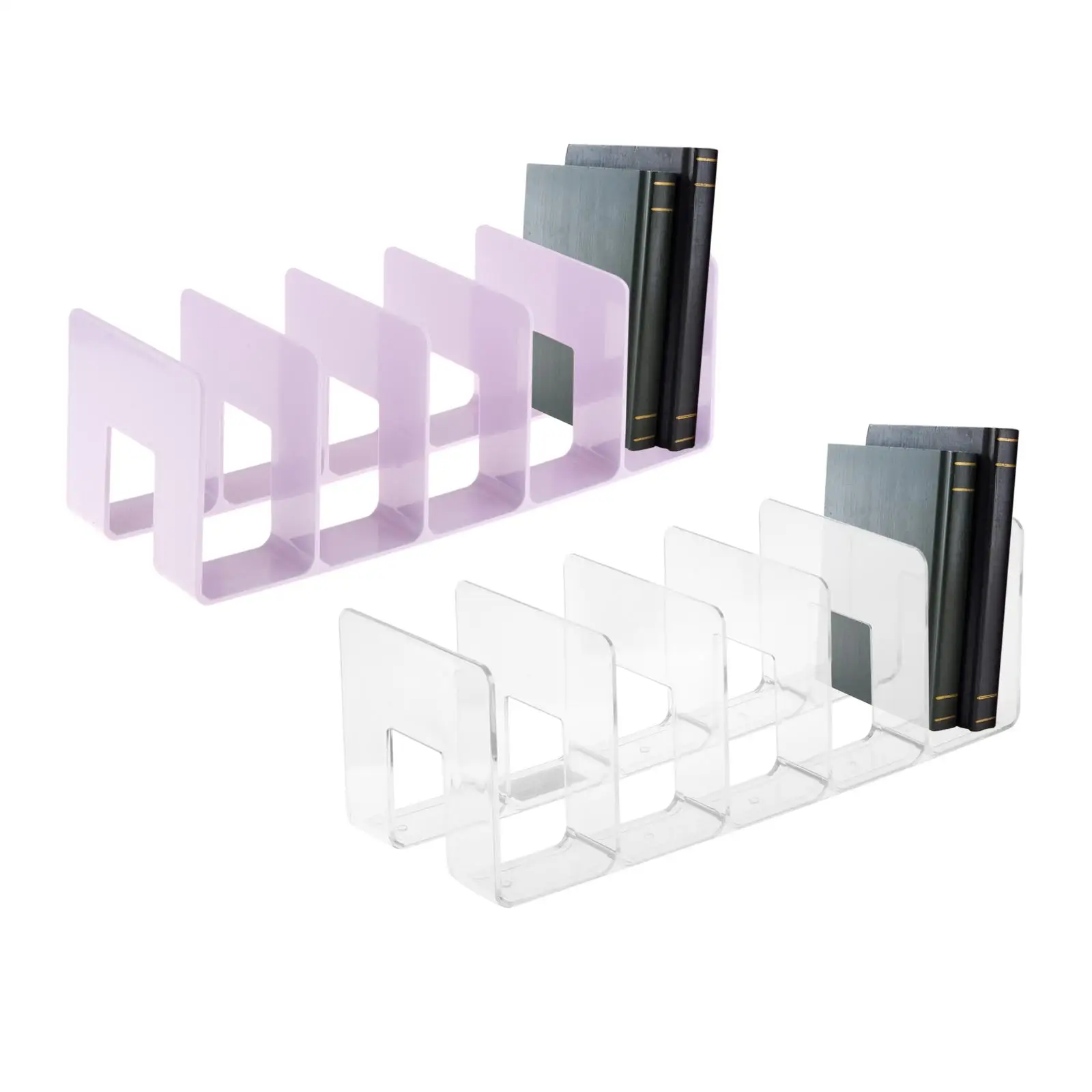 Acrylic Desk Organizer Multifunction Bookcase Book Storage Book Stand Five Section for Study Room Office Desk Bookcase files