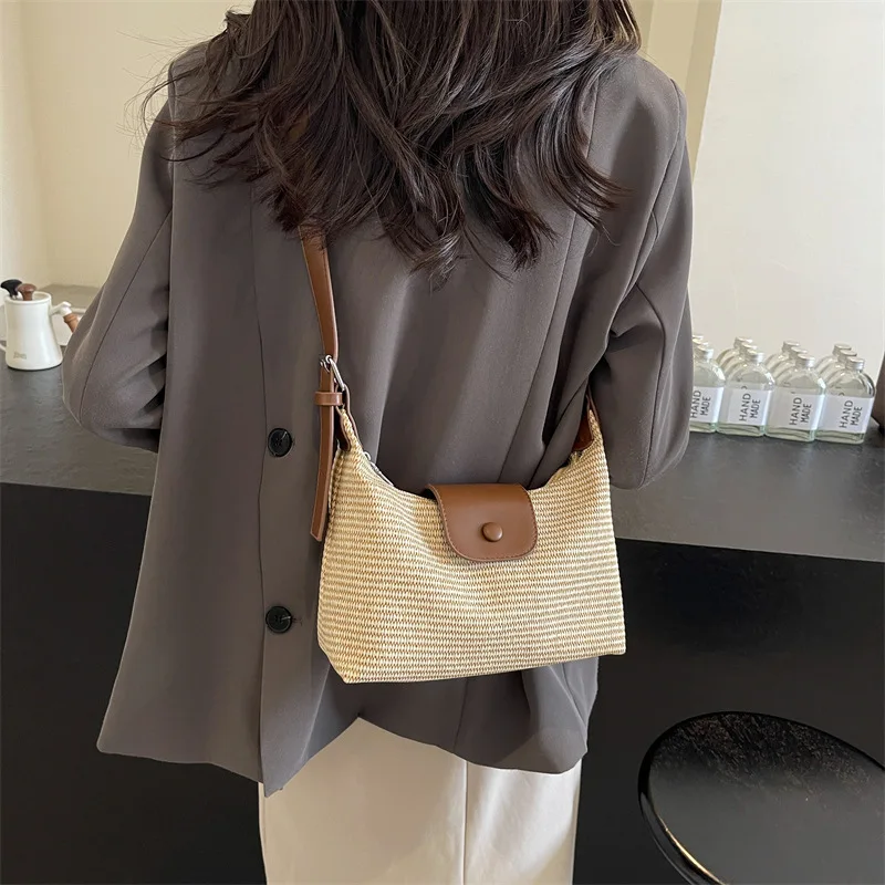 

Women's 2025 New Large-Capacity Straw Bag -Summer Woven Sophisticated, Casual Shoulder & Messenger,Seaside Beach