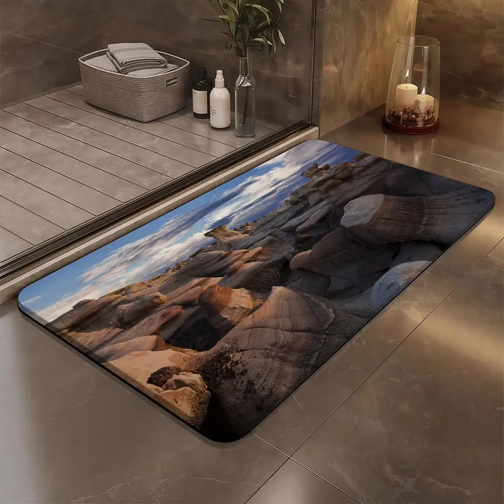 

Country Cool Sky Floor Mat Bathroom Soft Diatomaceous Mud Floor Mat, Bathroom Absorbent Foot Mat, Toilet Sink, Bedroom Mat, Car