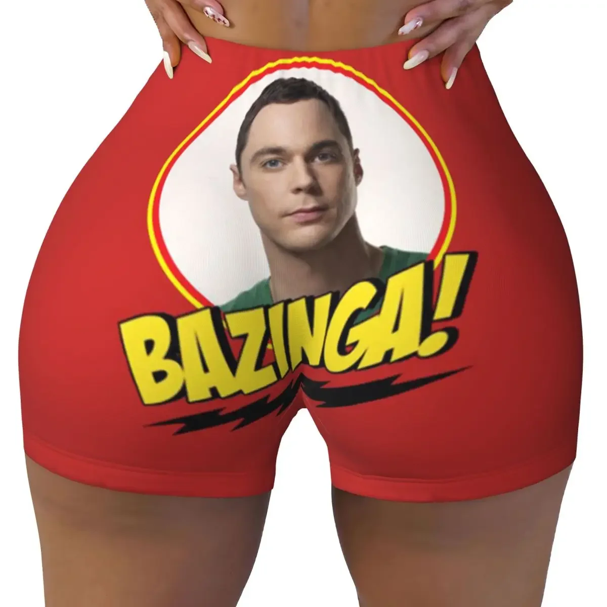 Custom Bazinga The Big Bang Theory Yoga Shorts Women Gym Workout Running Athletic Volleyball Biker Shorts