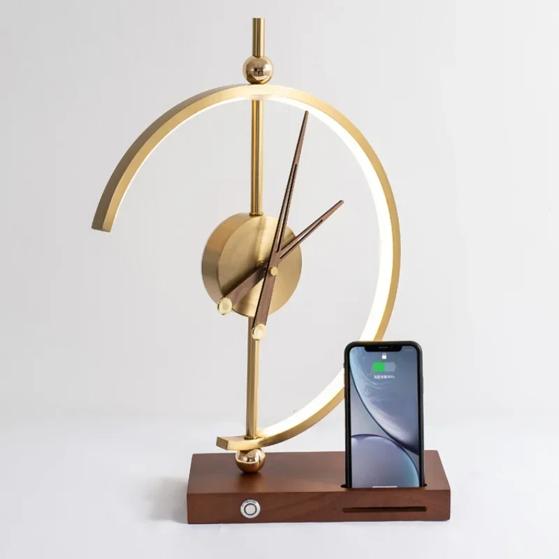 Wireless Charge Lamp with Clock LED Table Lamp Home Decoration Desk Lamp
