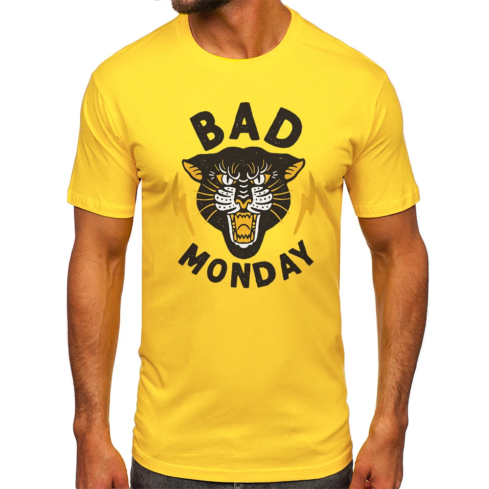 Men\'s Bad Monday Printed T-Shirt 100% Cotton Oversized Funny Graphic Tees for Men Women Summer Tops