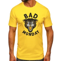 Men's Bad Monday Printed T-Shirt 100% Cotton Oversized Funny Graphic Tees for Men Women Summer Tops