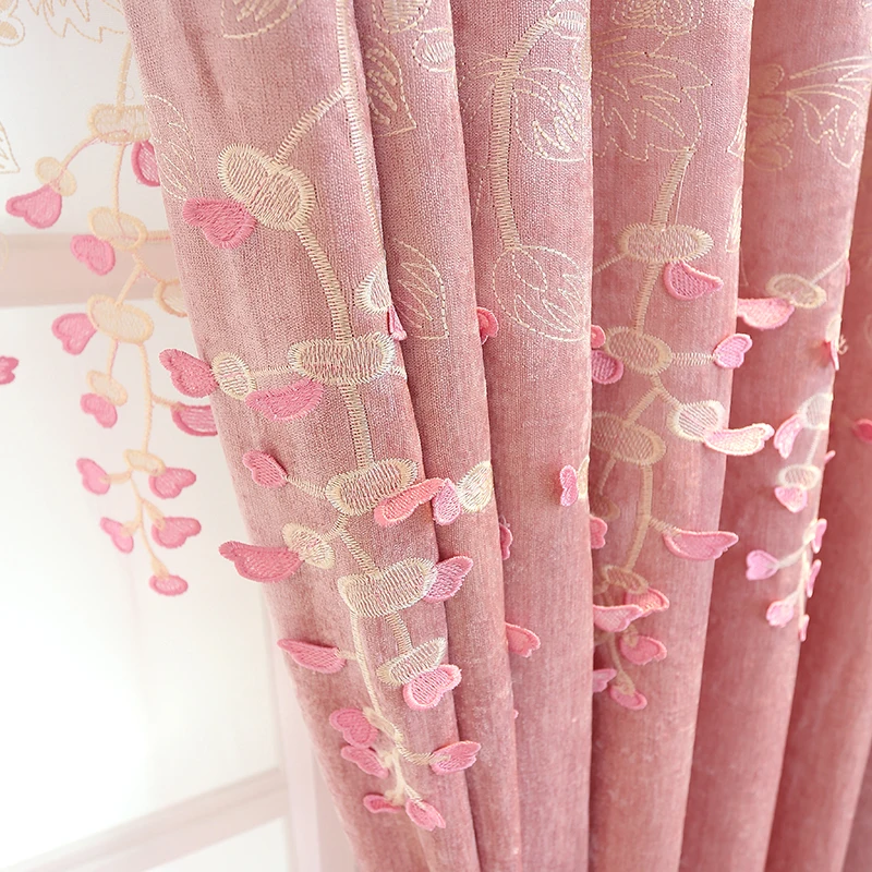 High Quality Princess 3D Embroidery Curtains for Girl's Bedroom, Lace Sheer tulle Ins Curtain for Living Room, Window Drapes