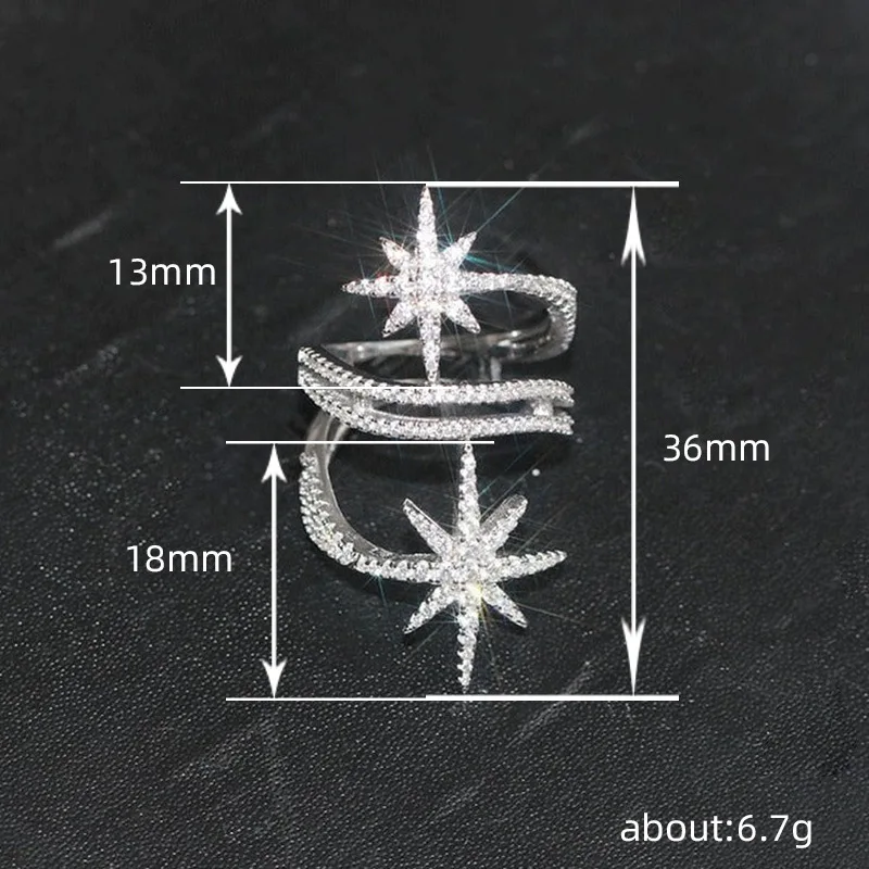 خاتم متخصص خفيف فاخر، خاتم على شكل نجمة صغيرة مخصصة، مجوهرات هندسية رائعة متعددة الطبقات #5