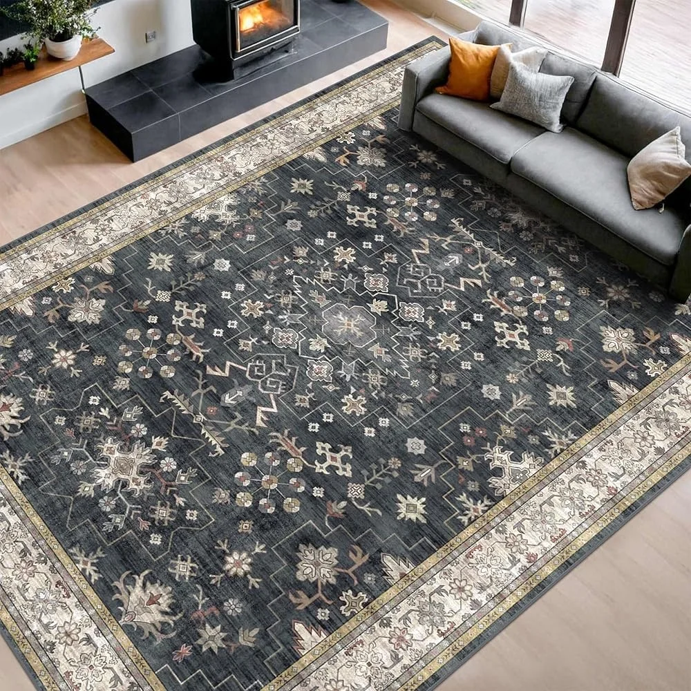 

Коврик в стиле бохо, можно стирать в машине, нескользящий, мягкий, прочный ковер с низким ворсом, идеальная гостиная, столовая, спальня, дети, домашние животные, дружелюбные