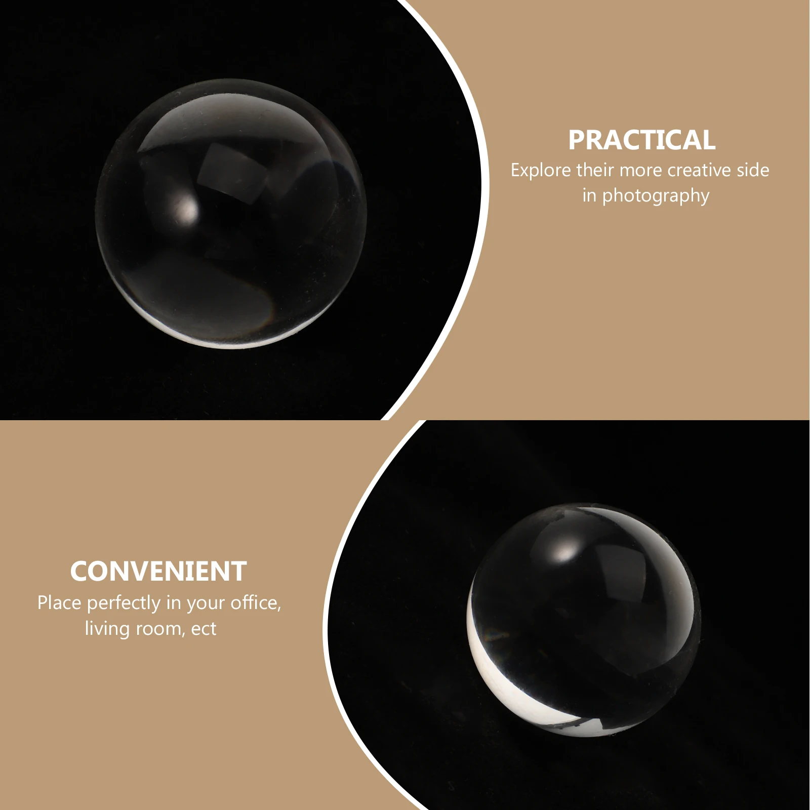 

Photography Props Decorative Glass Spheres Crystal Ball Clear Balls Orb White Transparent