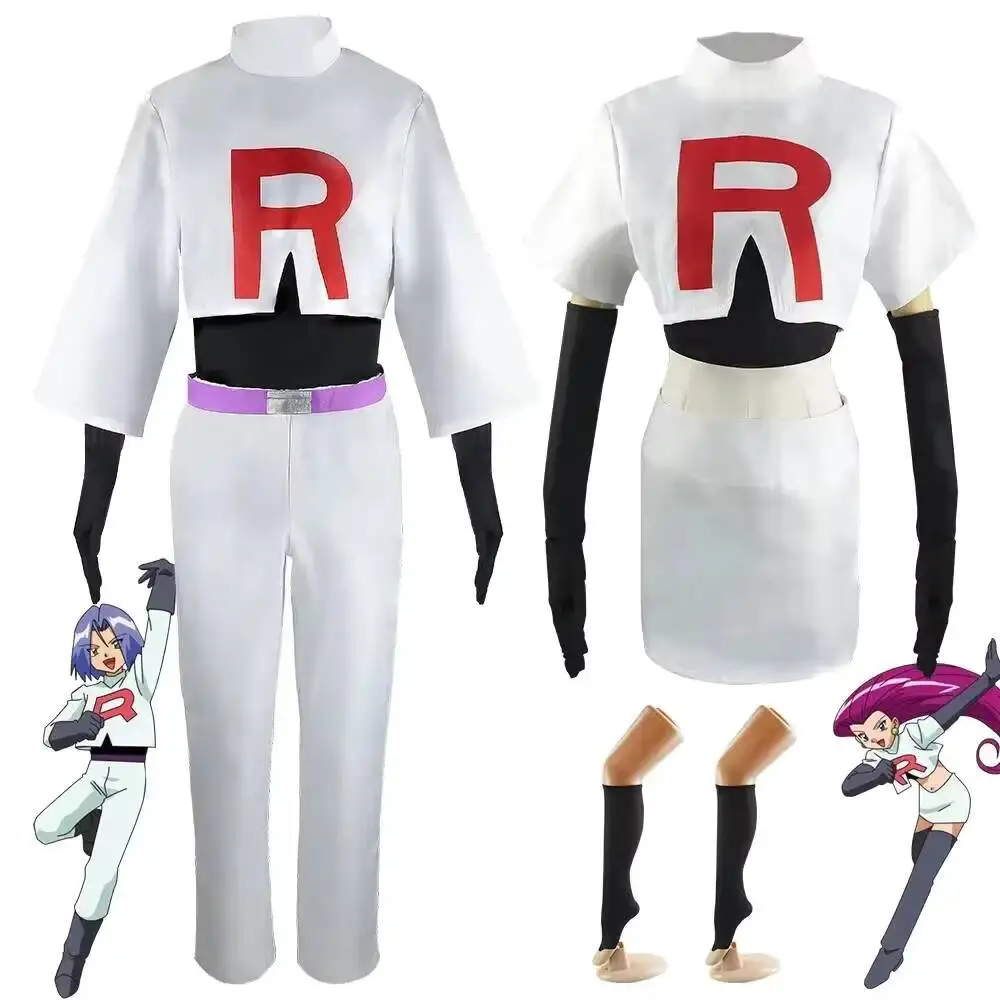 

Anime Team Rockets Jessie Musashi James Kojirou Cosplay Costume Adult Women Men Uniform Suit Halloween Party Outfit Performance
