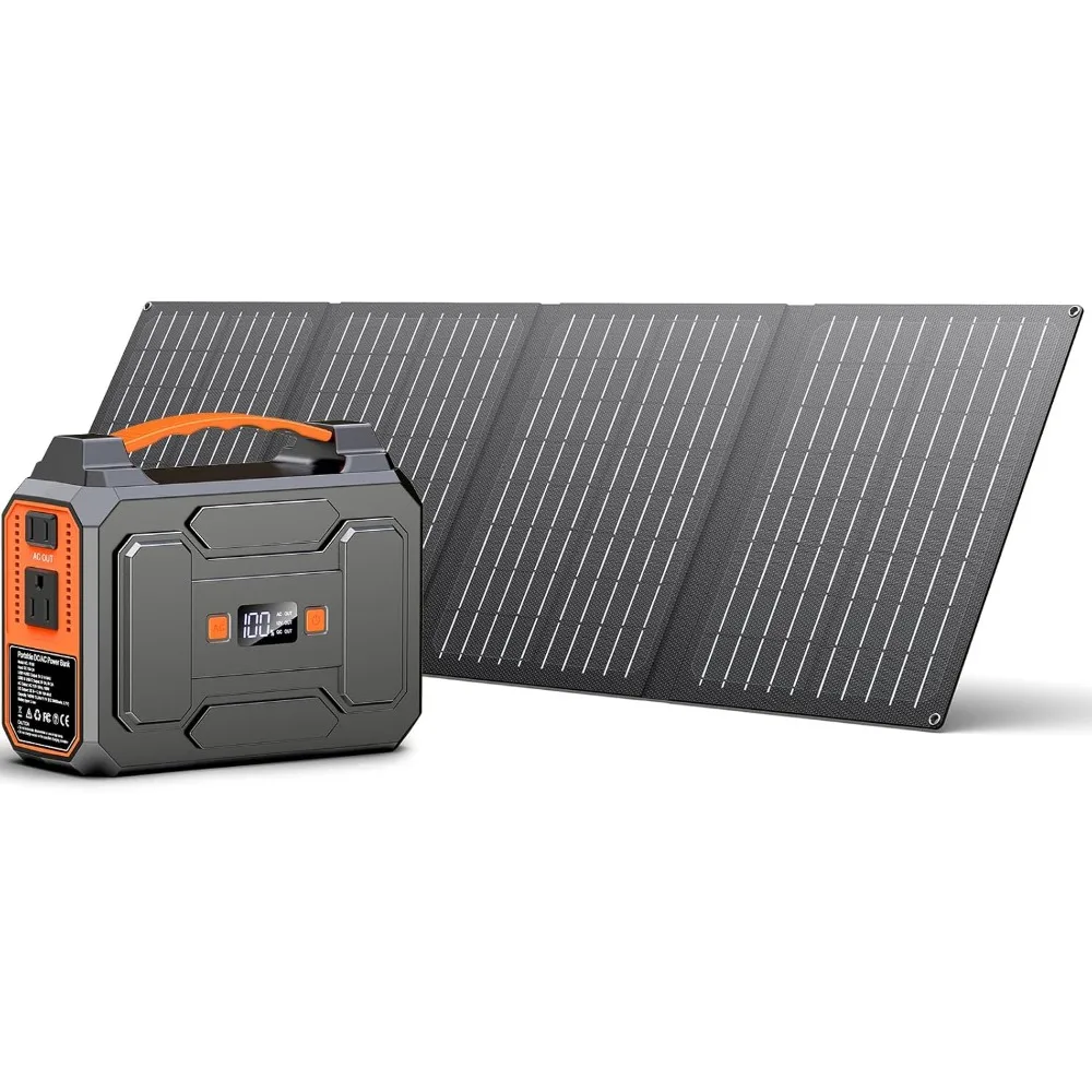US Shipping 200W Peak 100W Rated Portable Solar Generator with 40W Panel 146Wh Power Station AC Outlet 110V for Camping Home
