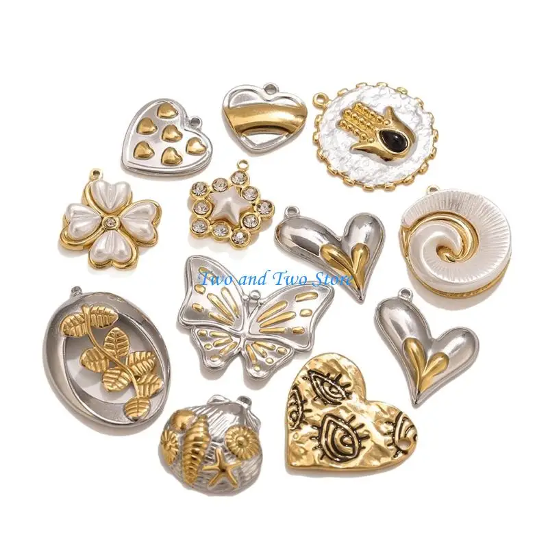 HX6F مجوهرات قلب عصرية على شكل فراشة بلونين من الفولاذ المقاوم للصدأ هدية للنساء