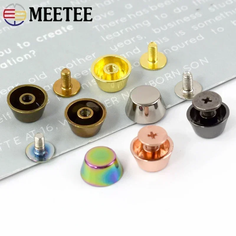 10-50Pcs Meetee Metal Rivets Buckle Handbag Bottom Protecting Feet Studs Screw Nail Buckles DIY Bag Leather Craft Accessories