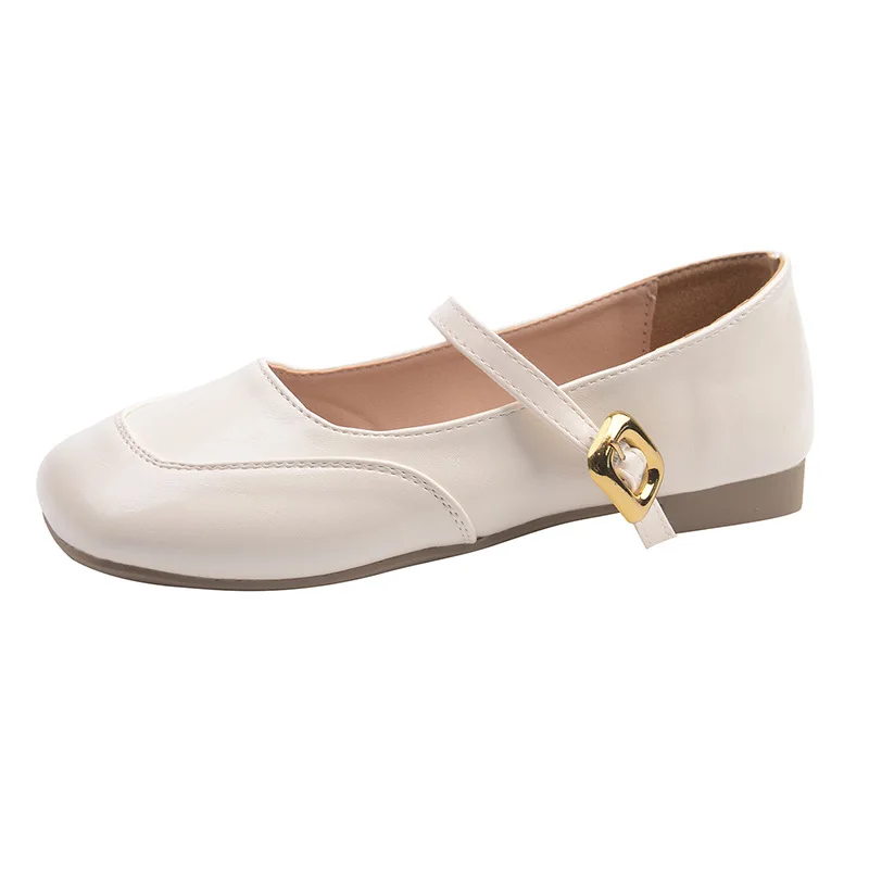 Zapatos Mary Jane de tacón bajo para mujer, novedad de verano y otoño, zapatos planos informales con hebilla de diseñador, zapatos planos franceses de Color sólido para mujer