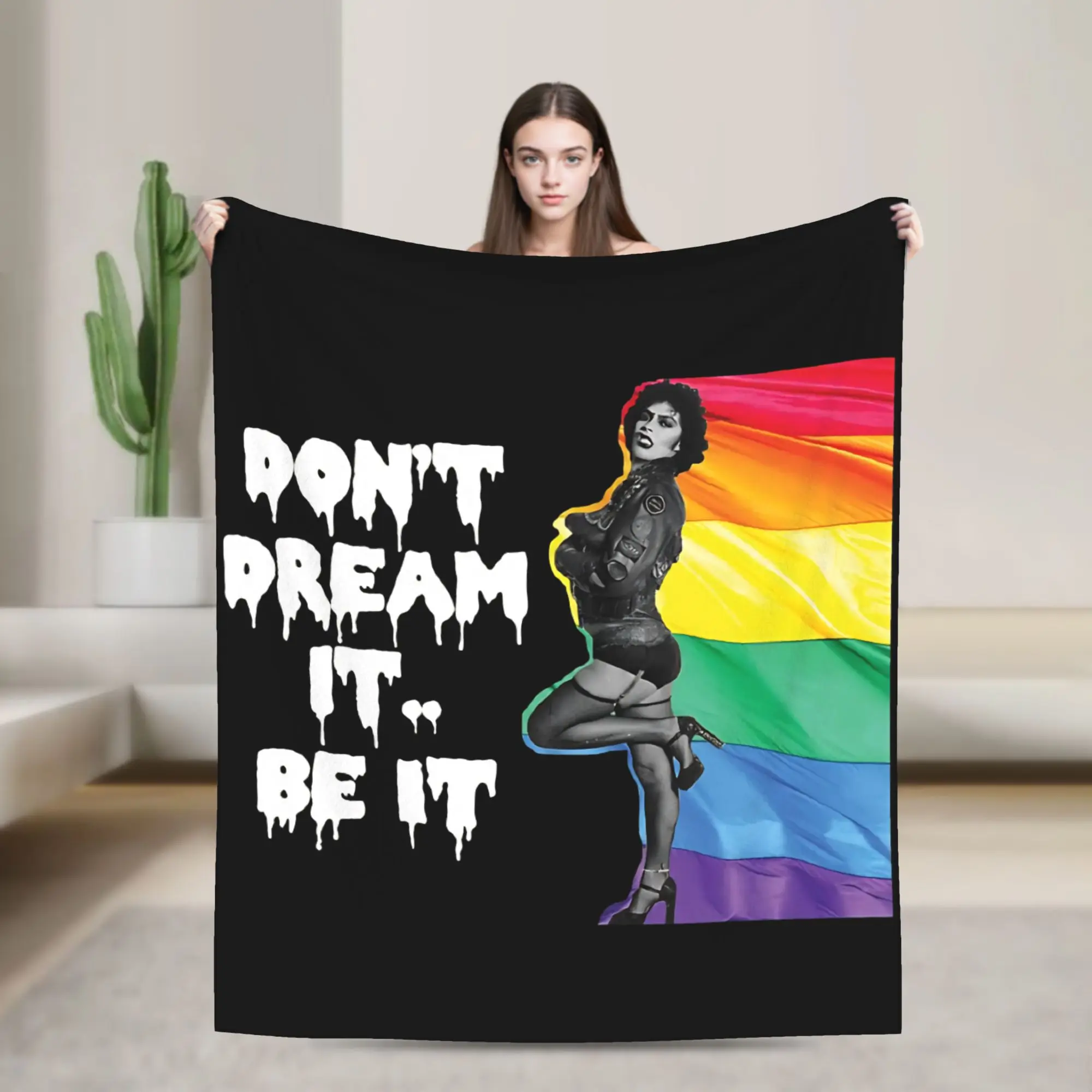Frank N Furter LGBTQ Pride Fleece Throw Blanket The Rocky Horror Picture Show Blankets for Bed Office Thin Bedroom Quilt