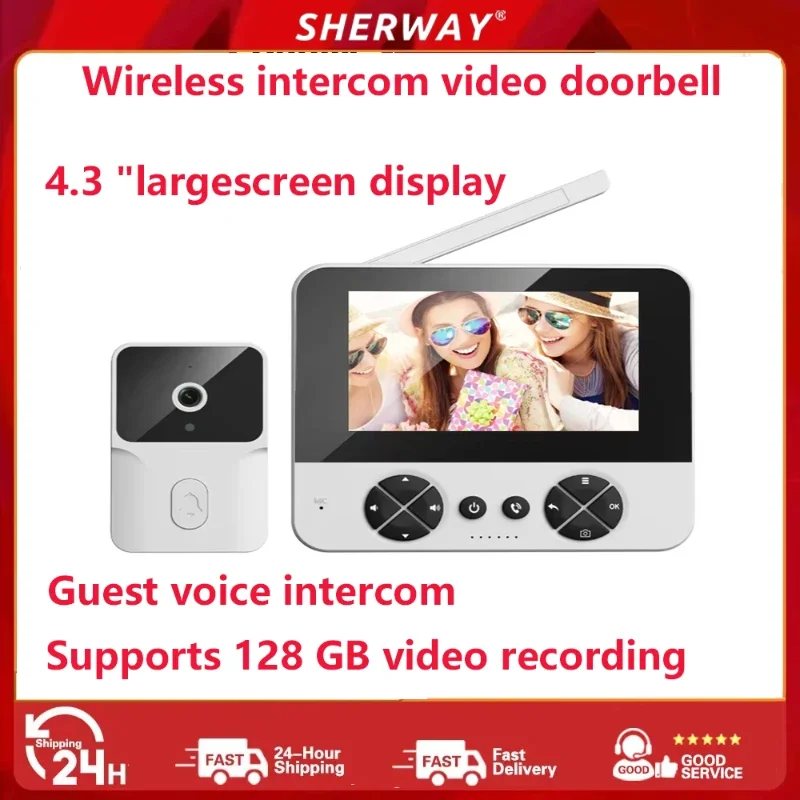 M15 4.3-inch visual multifunctional video intelligent doorbell, infrared night vision, home voice intercom, outdoor monitoring