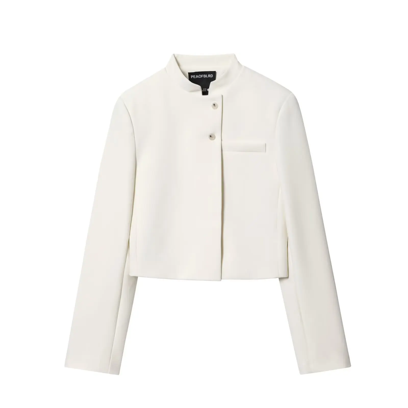 

Autumn Elegant Women Stand Collar Short Jacket Vintage Long Sleeve Snap-button Female Outerwear Chic Tops Short Suit Jacket