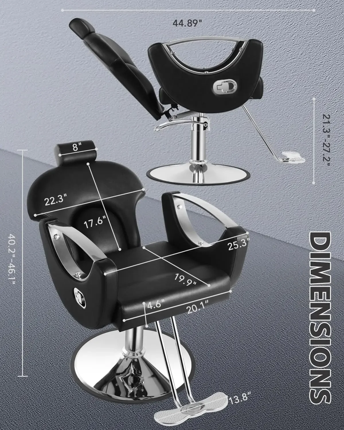 Salon Chair, Hair Styling Chair for Hair Stylist, Barber Chair for Home with Hydraulic Pump, Height Adjustable, 360° Swive