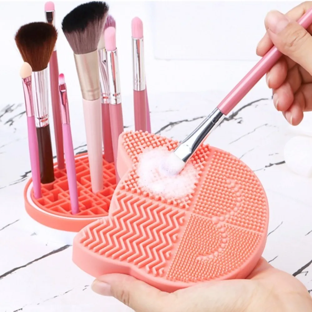 Silicone Makeup Brush Cleaning Box 2 in 1 Portable Washing Brush Pad Dry And Wet Multifunction Make Up Tool Scrubber Box