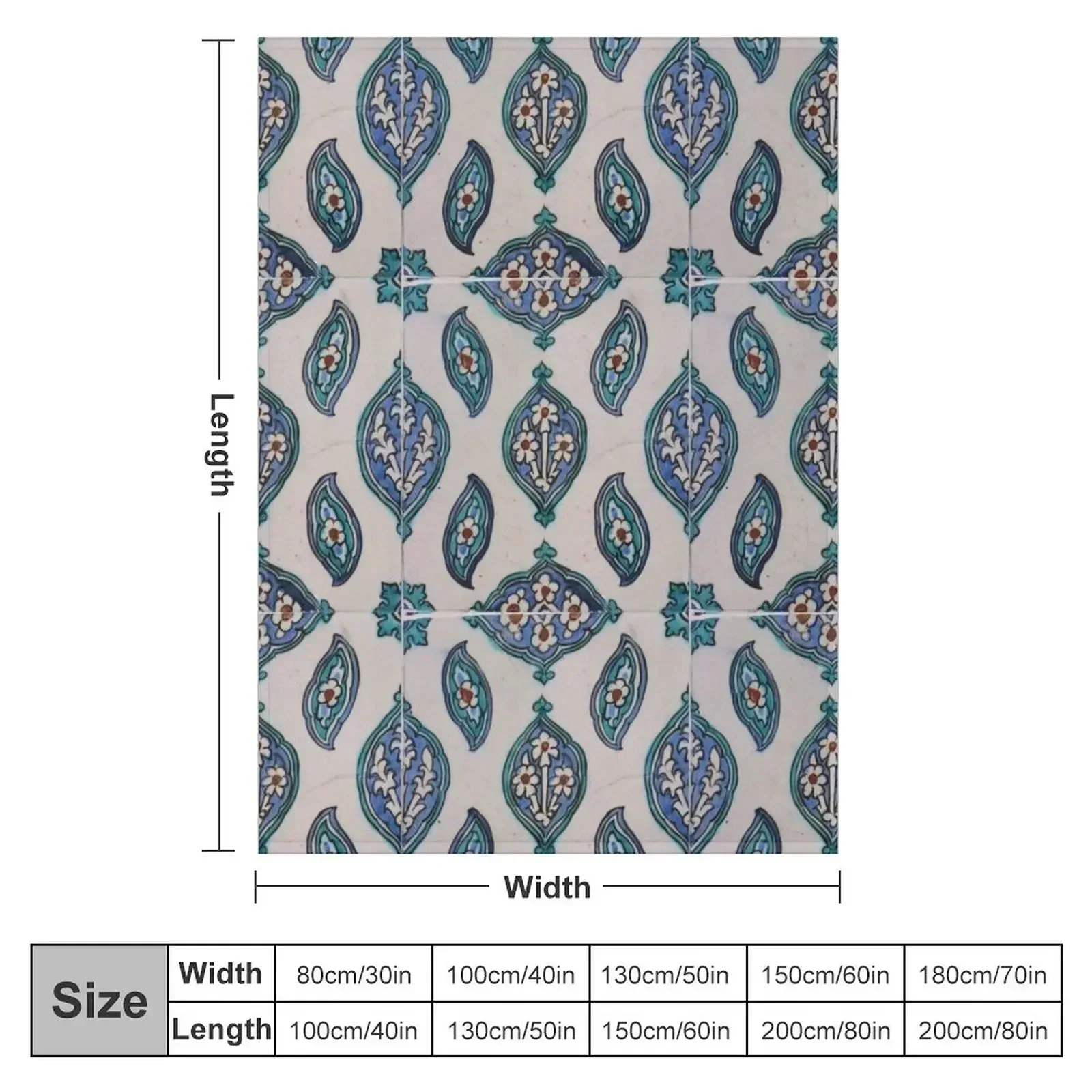 Traditional Vintage Turkish Tile Throw Blanket couch cozy soft plush fuzzy picnic outdoor blanket