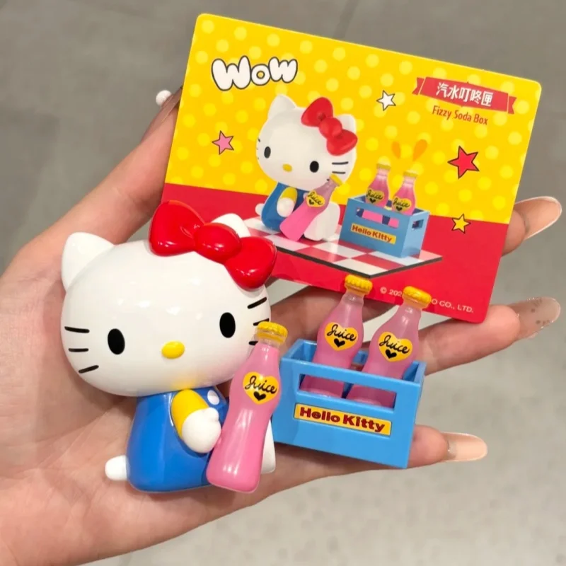 Hellokitty – boîte aveugle série Restaurant rétro authentique, Hamburger Soda en forme de dessin animé Fiugre, modèle de décoration, jouets de bureau