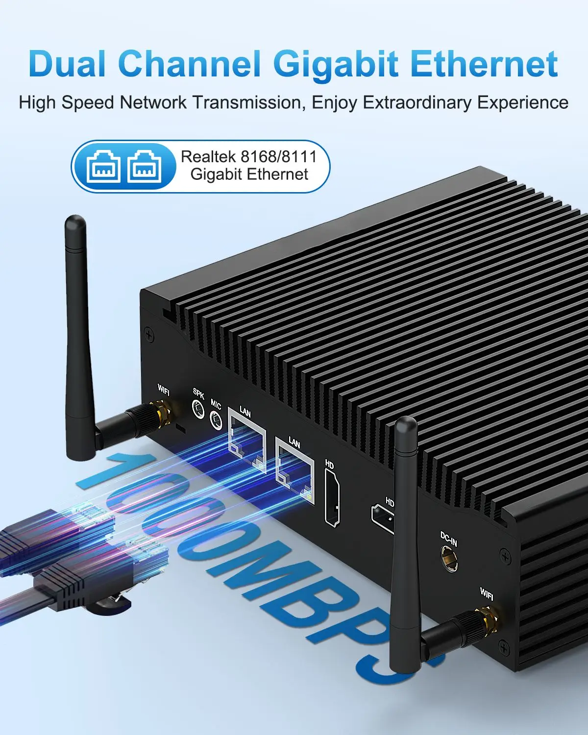 WiFi Fanless Industrial Mini PC Core i3‑1215U 2 RS232 Serial COM Ports 8GB DDR5 RAM NVMe SSD Gigabit LAN 4K HD Output Win11 VESA