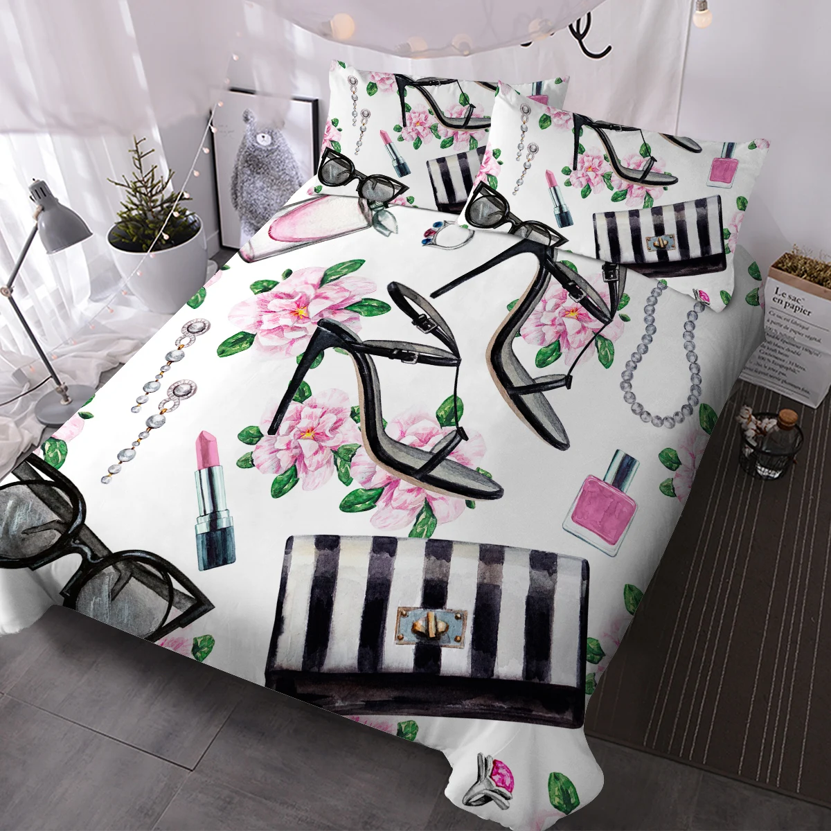 Set di biancheria da letto di Design con decorazione di moda copripiumino decorativo da 3 pezzi con 2 fodere per cuscini per letto di casa di