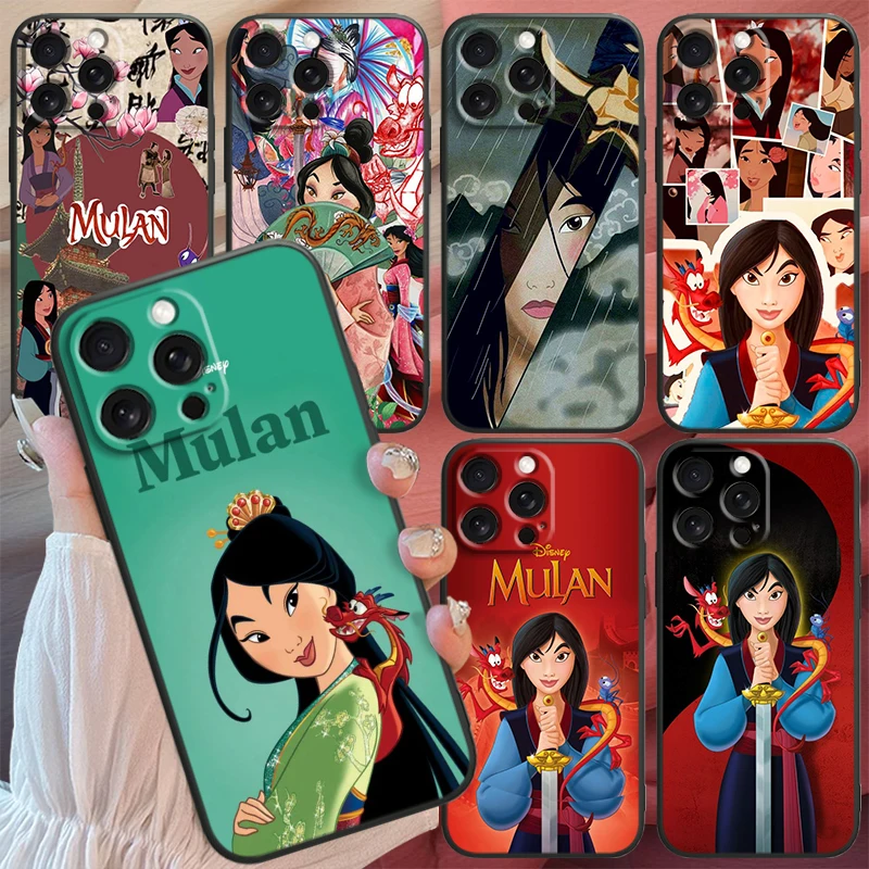 

Hua Mulan Disney Cool Art For iPhone 15 14 13 12 11 XS XR X 8 7 SE Pro Max Plus Mini Black Cover Phone Case