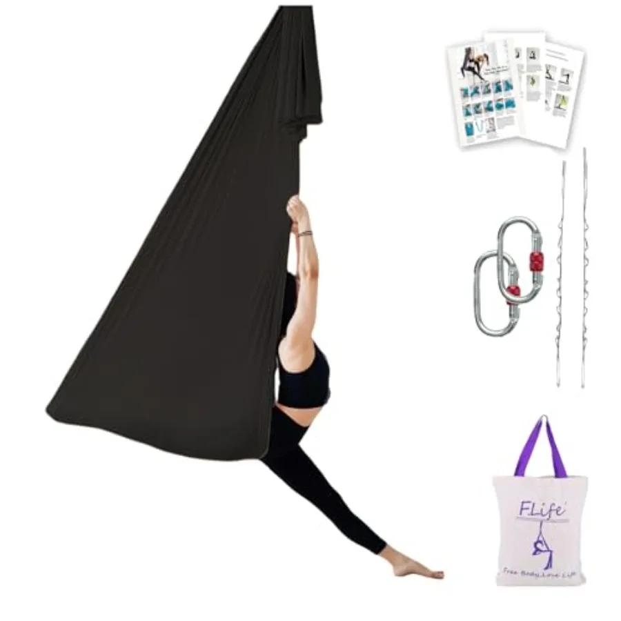 

Aerial Silk Yoga Hammock and Swing for yoga InversionStrength training starter hardware kit