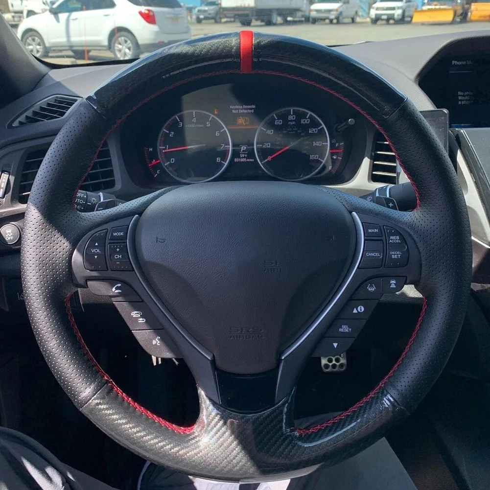 

Индивидуальная оплетка для руля из влажного карбона и кожи для Honda Acura RDX TL ILX, ручная прошивка