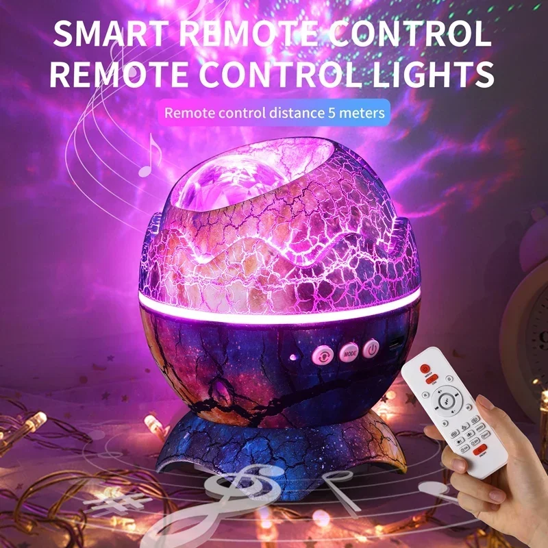 Intelligent White Noise Dinosaur Egg Projector Night Light Bluetooth Speakers Family Gathering RGB Atmosphere Light Loudspeaker